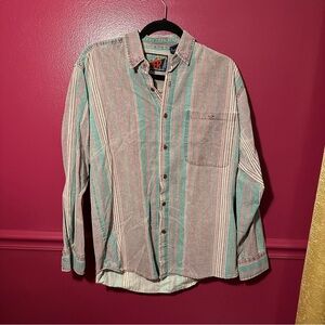 Vintage Blazer by Firenze Striped Faded Long Sleeve Button Down Shirt